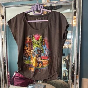 Disney Brown Short Sleeve Top with Colorful Graphic